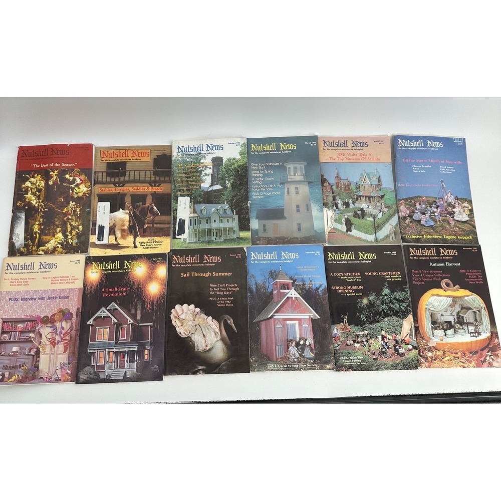 Nutshell News Magazine Vintage Lot of 12 1981-1982 Dollhouse Miniatures Craft MC
